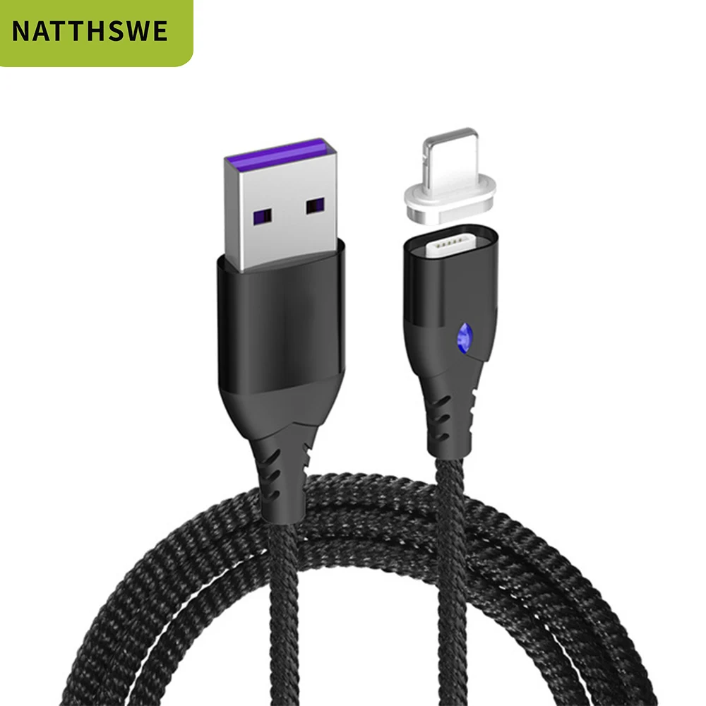 Магнитный кабель NATTHSWE Micro usb type C для быстрой зарядки Micro usb type-C Магнитный зарядный провод usb c для iphone 11 X Xr usb кабель - Цвет: for ios black