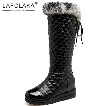 

Lapolaka 2020 Hot Sale Size 33-43 Add Fur Comfortable Shoes Woman Boots Female Slip On Platform Warm Winter Boots Women Shoes