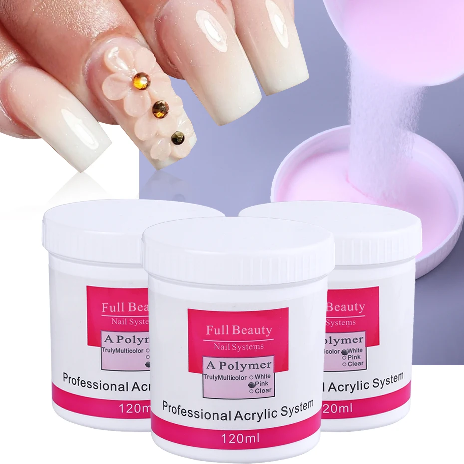 3 шт акриловый порошок 3D ногтей советы для Блеск УФ гель набор прозрачный розовый