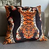 DUNXDECO Art Cushion Cover Decorative Square Pillow Case Vintage Artistic Tiger Print Soft Velvet Warm Hues Sofa Chair Coussin 3