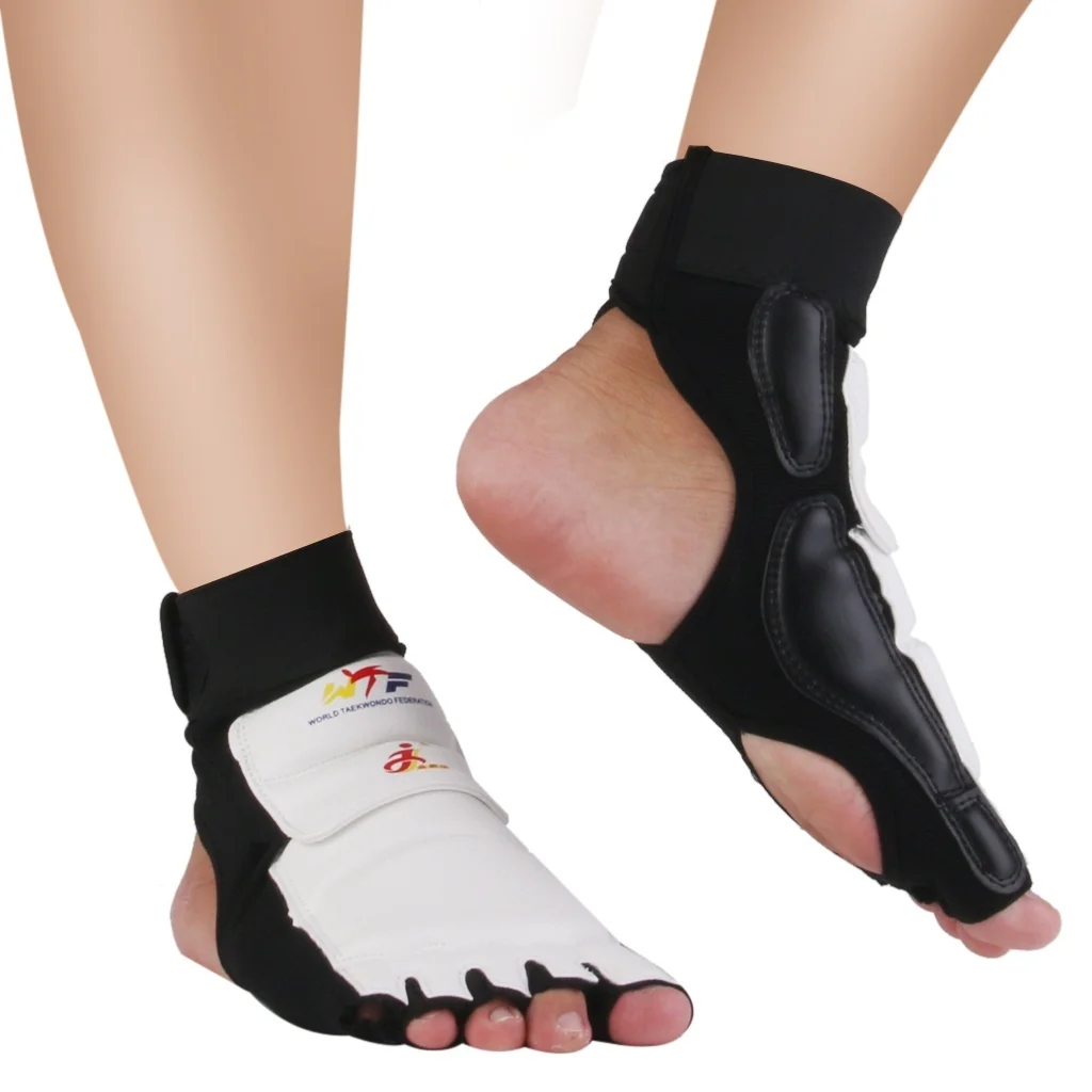Пара протекторов для ног для тхэквондо из искусственной кожи для каратэ Sparring gear White