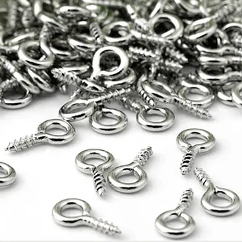 

Retail 100PCS Small Tiny Mini Eye Pins Eyelet Connector Screw Loops for Pendants of 8MM x 4 MM Metal Eyepins Hooks Eyelets Screw