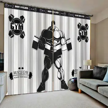 

High quality custom 3d curtain fabric Black and white sport curtains Blackout curtain