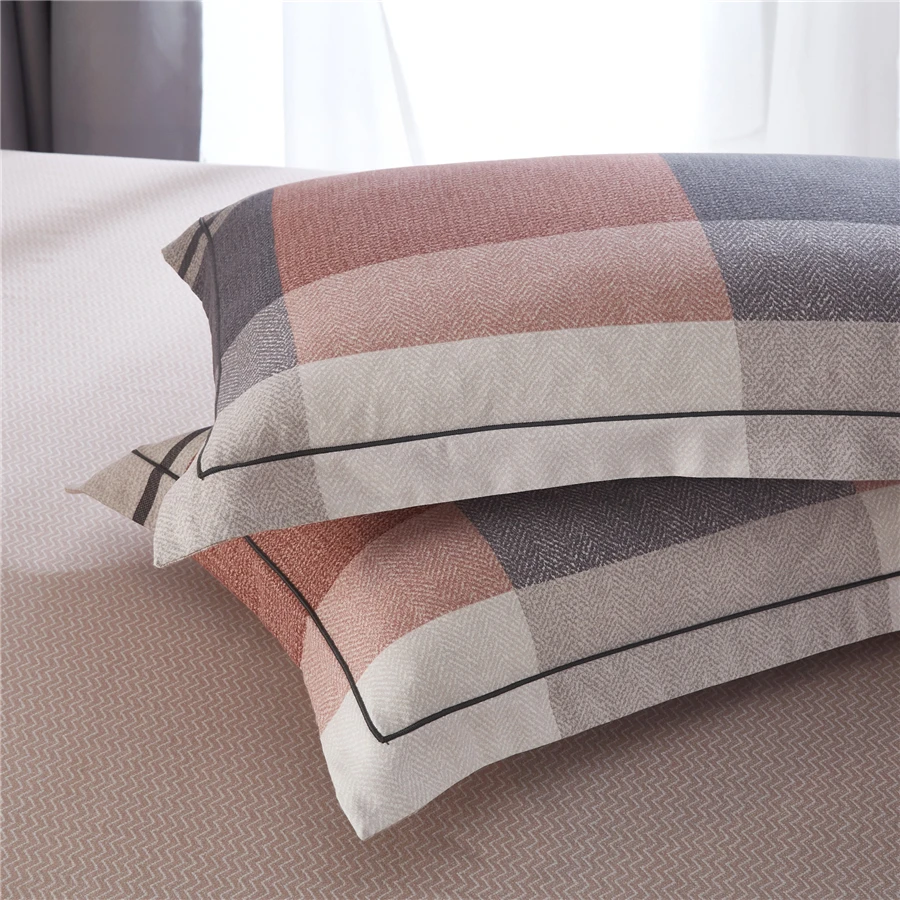 Plaid 4psc Sanding Cotton Bedding Set Multicolor Thick Duvet Cover Soft Flat Sheets Set for Winter Queen King Size