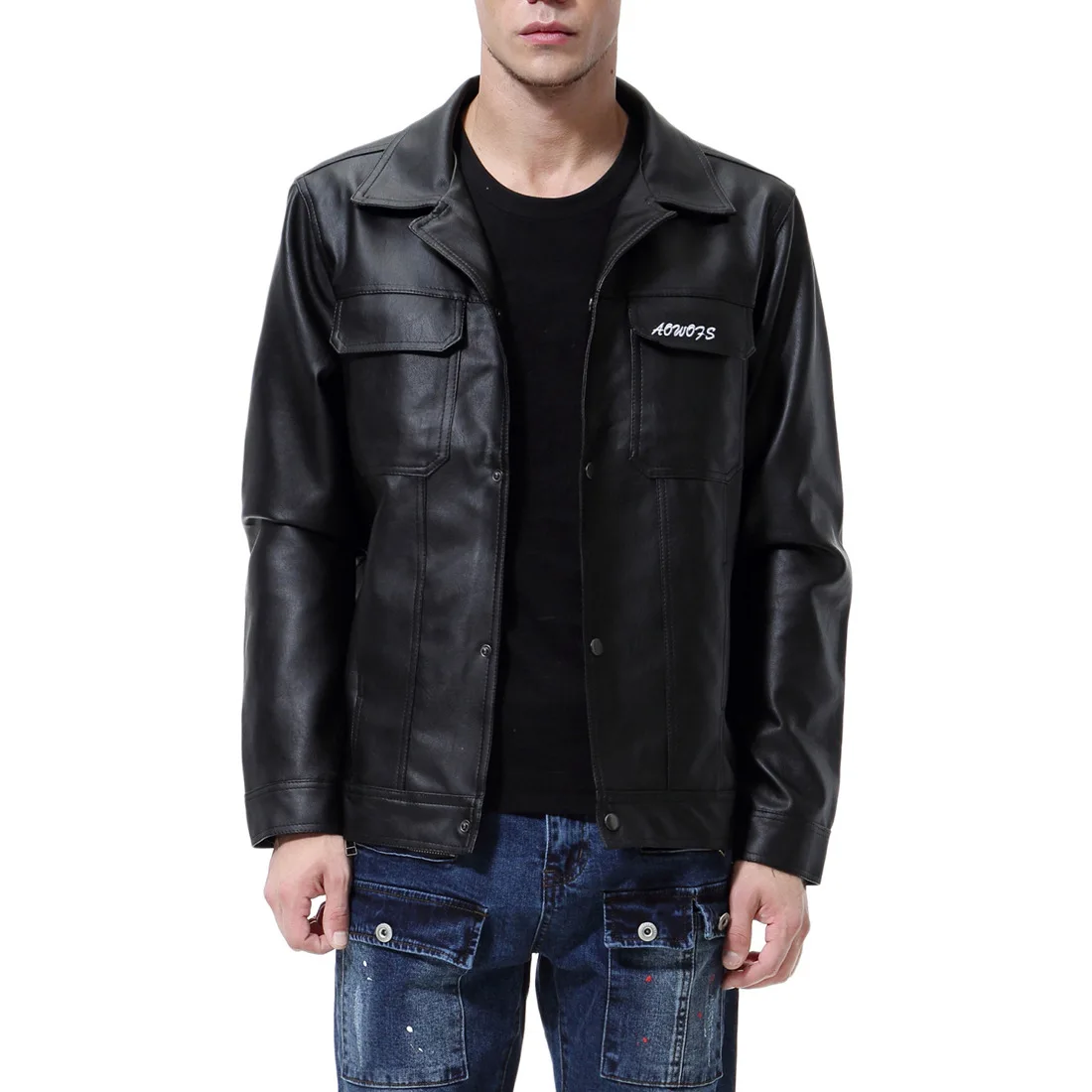 

2018 Autumn New Style Large Size MEN'S Casual Jacket Europe And America Washing Locomotive Leather Jacket D105
