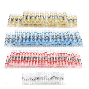 

100Pcs Insulated Solder Seal Set Wire Connectors Heat Shrink Solder Butt Connectors Soldering Terminals For Automotive Marine