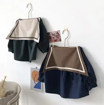 

2020 new girls boys patchwork shirt full sleeve fashion girls blouse 1-7 years HM164
