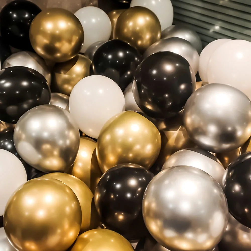 10/20/30/40 Pcs 10Inch Silver Golden Metal Latex Confetti Balloon Wedding Decorations Matte Birthday Party | Дом и сад