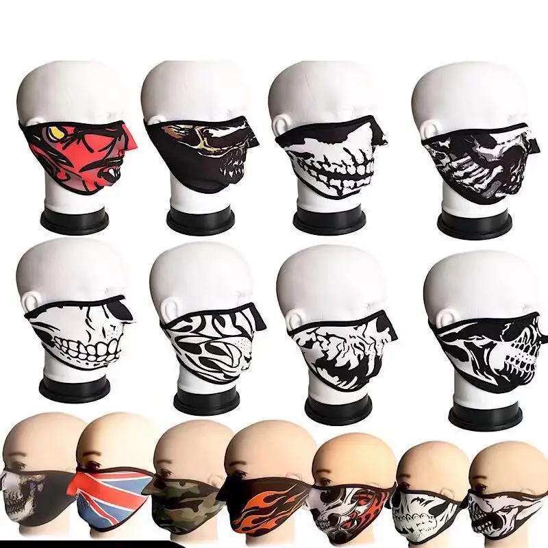 

Riding outdoor Neopren mask warming grimace pattern half face windproof and cold proof sealing mask custom logo outdoor