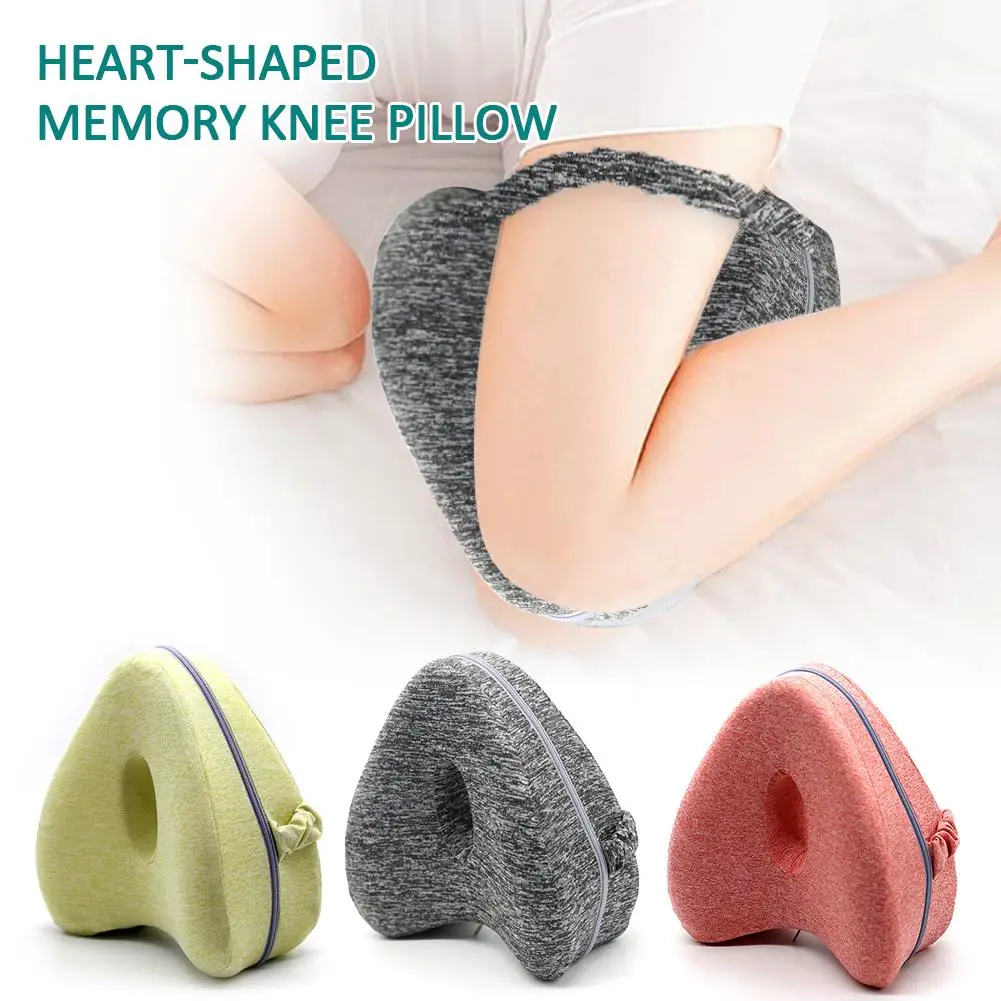 Leg Pillow Heart-shaped Memory Knee Pillow with Washable Cover for Relief Back Hips Knees Pain #CW