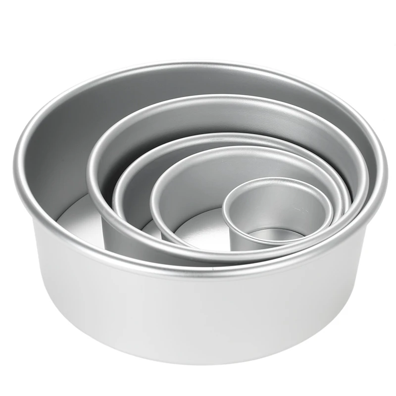 

5Pcs/Set Aluminum Alloy Round Cake Mould Chiffon Cake Baking Pan Pudding Cheesecake Mold Set with Removable Bottom