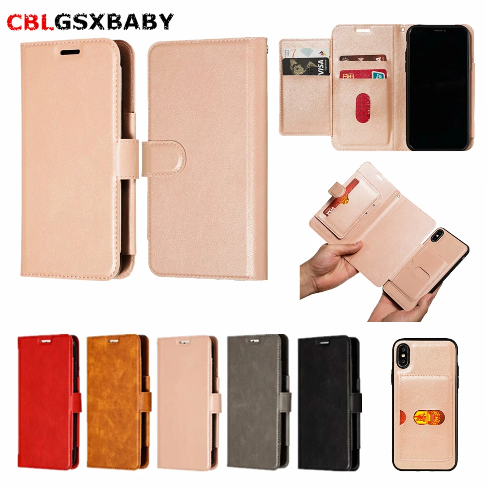 CBLGSXBABY 2 в 1 чехол для iphone 11 Pro XS Max XR X роскошный кожаный телефон 6 6S 7 8 Plus карт Кожаный