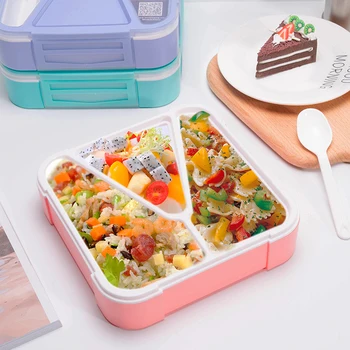 

Microwave Lunch Box Leak-Proof Bento Box 3 Lattice for Different Foods Portable Students Workers Salad Food Container