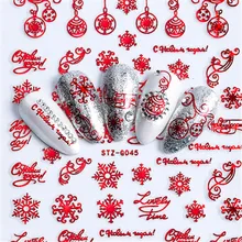 1 шт 3D дизайн ногтей Рождество слайдер обертывания Снежинка лось Санта клейкая наклейка с пламенем красное золото маникюр Дизайн ногтей