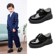 Crianças sapatos de couro para meninos sapatos de festa toders sola de borracha grande crianças moda tênis tamanho 26-39 preto