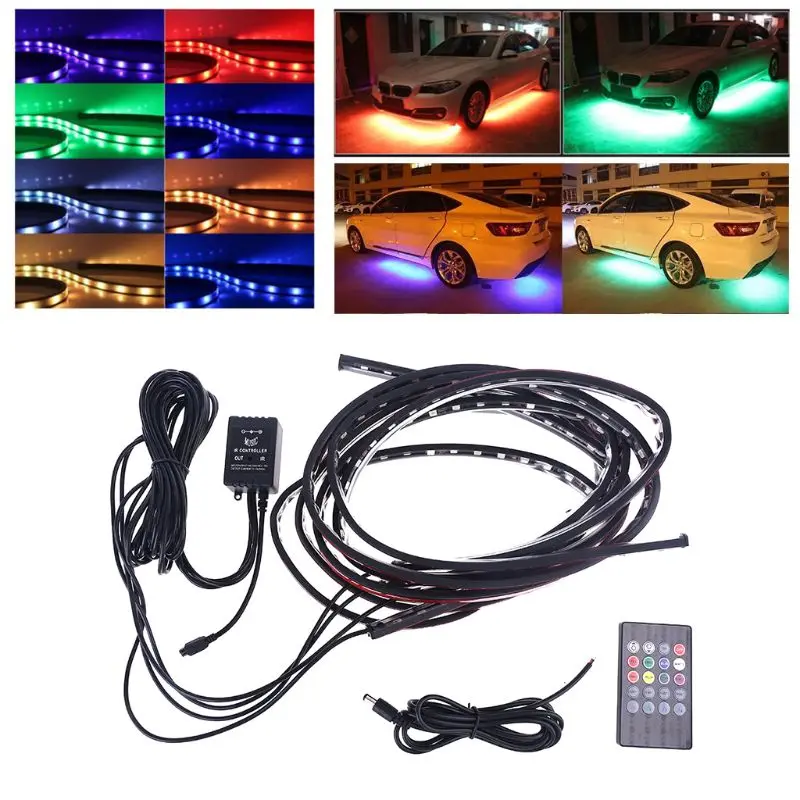 

RGB LED Strip Under Car Tube Underbody Underglow Glow System Neon Light Remote