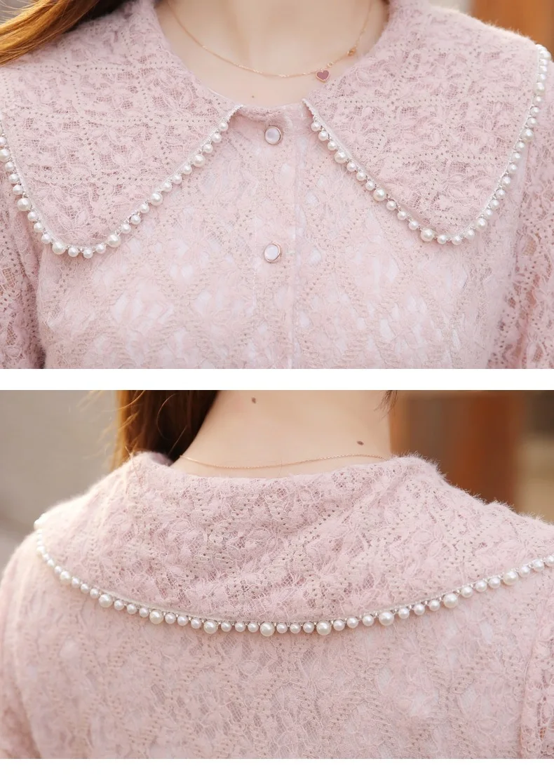 WLG Mother and Daughter Cute Dresses Family Matching Clothes Spring Autumn Beige Pink Lace Dress