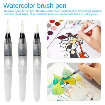 

3Pcs Students Portable Paint Brush Water Color Brush Pencil Soft Watercolor Brush Pen For Beginner Painting Drawing Art Supplies