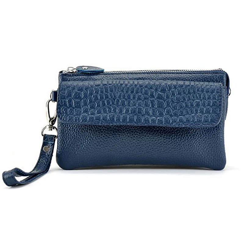 Royal Blue Натуральная кожа Для женщин клатч, Длинный кошелек женский кошелек большой Ёмкость сцепления Портмоне женские кошельки и сумки Cartera - Цвет: Royal Blue
