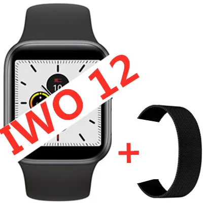 add steel strap Часы 5 IWO 12, умные часы с Bluetooth, 1:1 40 мм, 44 мм, умные часы для женщин и мужчин, для iOS, Apple, iphone X, Android phone, PK IWO 11/10 - Color: add steel strap