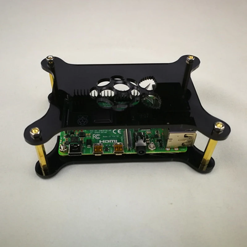 Raspberry Pi 4 Модель B прозрачный акриловый корпус с логотипом совместим с Raspberry Pi 3/2