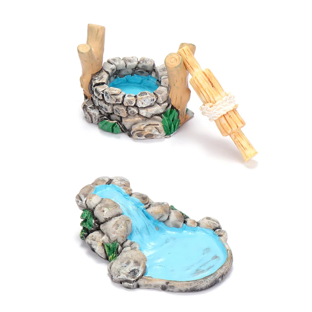 New DIY Miniature Landscape Mini Pool Fairy Tale Garden Lawn Decoration Mountain Doll HouseHome Decoration Crafts Ornaments miniature ornament