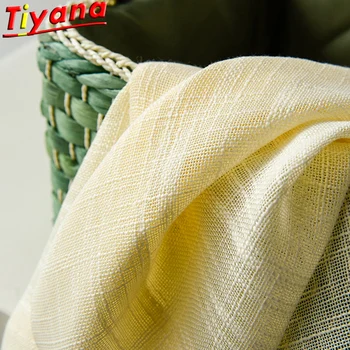 

Solid Yellow Cotton Linen Tulle Curtains for Living Room Sheer Tulle for Kitchen Balcony Customizable Yellow Yarn W-HM479*VT