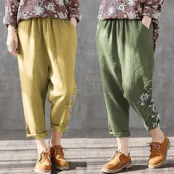 

Women's Printed Pants Summer Trousers ZANZEA 2020 Casual Elastic Wasit Long Pantalon Palazzo Female Cotton Turnip Plus Size