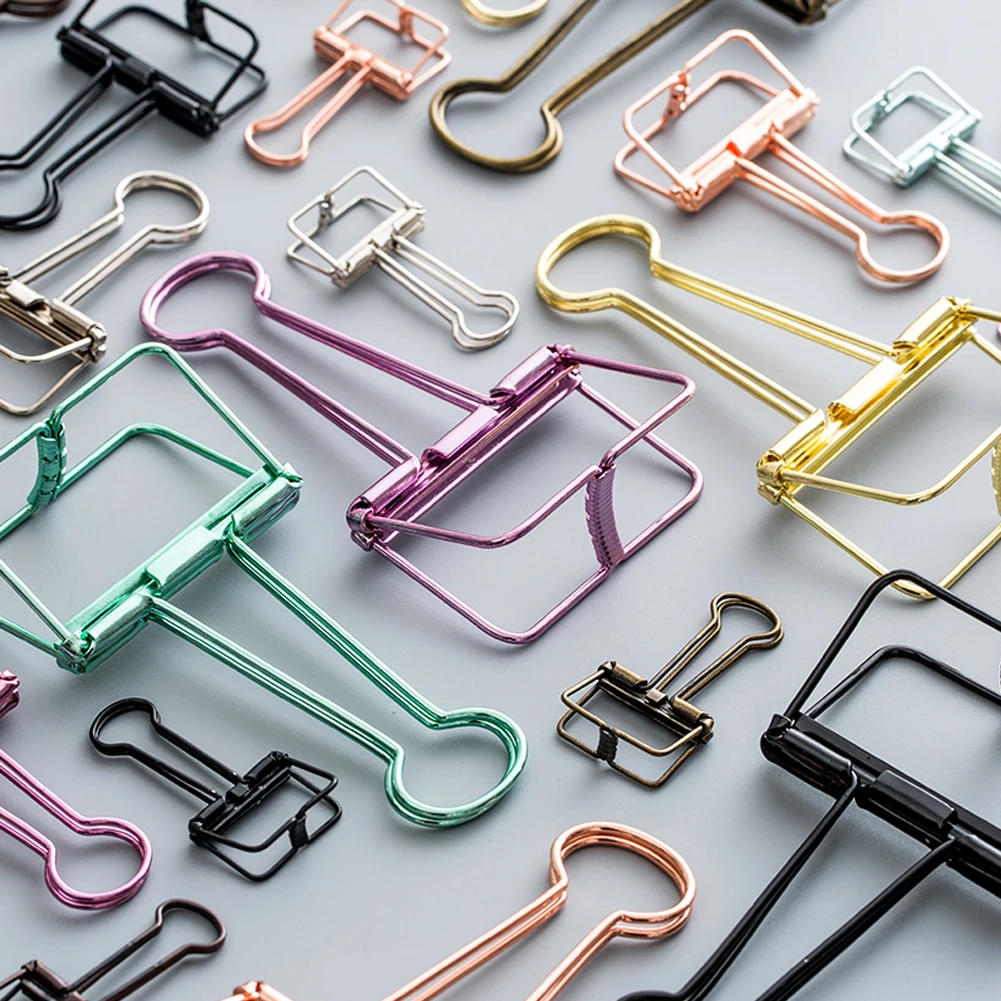 

3 Sizes Colorful Paper Metal Clips INS Style 8 Colors Basic Binder Clips Stationery Decor Clips Office Study Binder Clips