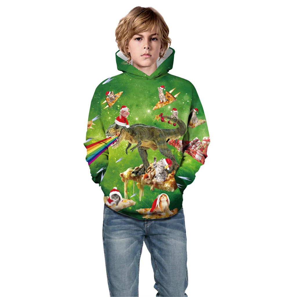 

Teen Kids Boy 3D Print Christmas Cartoon Sweatshirt Pullover Pocket Hoodie Fashion Boys Clothes Long Sleeve Kids Hoodies 2019