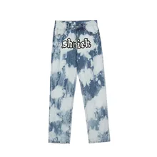 Pantalones vaqueros con bordado de letras para Hombre, Jeans de Hip Hop, sueltos y rectos, estilo Punk, a la Moda, 2021