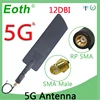 EOTH 1 2PCS 5G WIFI Antenna 12DBi RP-SMA connector NB-LOT High Gain 600mhz-6000mhz antenna 21cm ipex pigtail Amplifier Booster