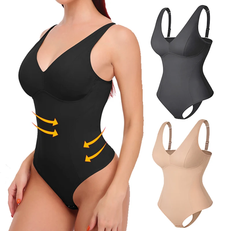 Sexy Thong Bodysuit for Women Tummy Control Shapewear V-Neck Tank Tops  Lingerie Jumpsuit Smooth Body Shaper Waist Slim Underwear - AliExpress