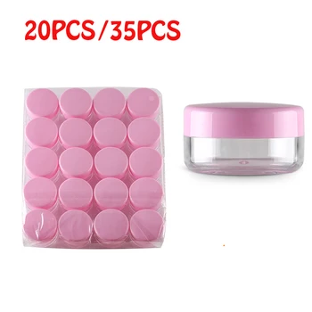 

New Empty Pink Caps Eye Makeup Cosmetic Containers Face Balms Containers Jars Box Makeup Cream Sample Pot 20PCS/35PCS