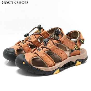 

Sandalias Genuine Leather Sandals Large Size Closed Toe Quality Shoes Casual Zapatos De Hombre Sandals For Men