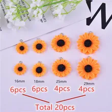  Mix Size  20pcs/10pcs 16mm 18mm 25mm 29mm Sun Flower Daisy Resin Charms for Earring  Bracelet DIY Jewelry  Making 