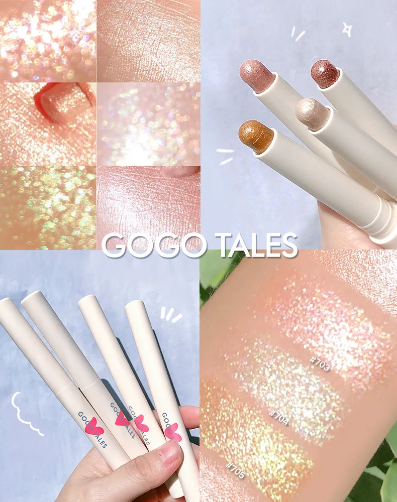 

GOGO Tales, 6 Color Eyeshadow Pencil Waterproof Highligher Lasting Makup Eyeshadow Pen Cosmetic Bronzer Pen Makeup Cosmetic