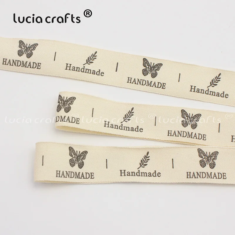 16mm style2 5y Lucia ремесла мульти размер "Hand made" дизайн печатных хлопчатобумажные ленты Ткань DIY отделка Швейные этикетки ручной работы аксессуары Q0401 - Цвет: 16mm style2 5y