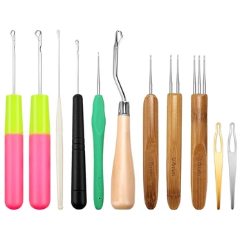 

11Pieces Dreadlocks Tool Set, Includes Dreadlocks Crochet 1 Hook 2 Hooks 3 Hooks, Hair Locking Tool for Braid Craft, Latch Hook