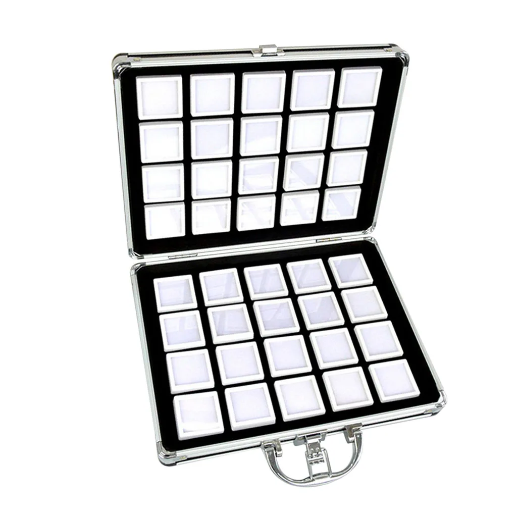 Aluminium Alloy Box Gem Jar Foam Insert Tray Jewelry Display Organizer Gemstones Beads Storage Case Jewelry Packaging