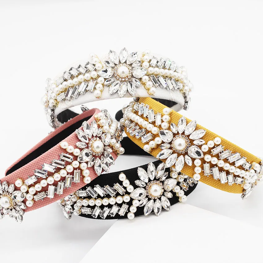 Price Europe and America Baroque full pearl white catwalk hair accessories leaves geometric simple headband accessories 981