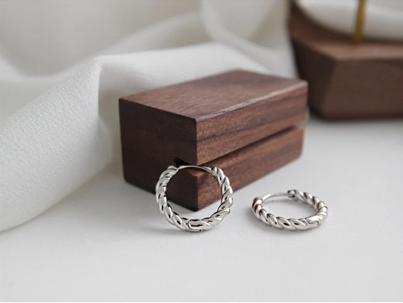 1 pair silver 10mm Серьги из стерлингового серебра 925 пробы, модные простые скрученные серьги, кольцо для ушей, пряжка для ушей, милые трендовые серебряные серьги для девочек и мальчиков, еврей - Окраска металла: 1 pair silver 10mm