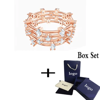 

SWA 2020 New Exquisite Fashion Rose Gold PenÉlope Cruz Moonsun Cluster Ring For Girlfriend Engagement Birthday Romantic Gift