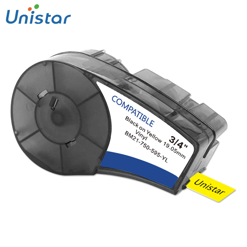 Black on Yellow Unistar M21-750-595-WT M21-750-595-OR/YL/RD совместимый Brady BM. P21-plus виниловая этикетка лента 19,05 мм для BM.P21-PLUS IDPAL - Цвет: Black on Yellow