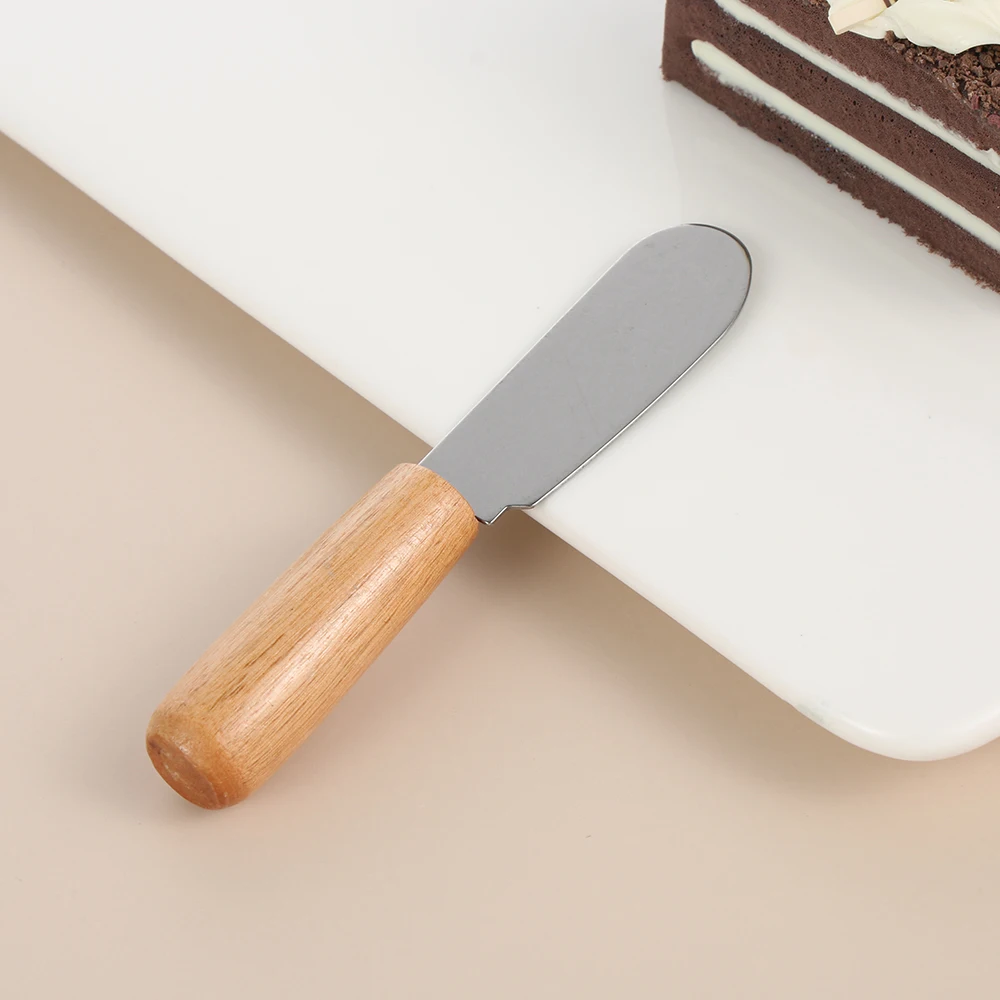 1/2PCS Mini Sandwich Home Butter Cheese Slicer Knife Stainless Steel Spatula Scraper Knives Kitchen Tools with Wooden Handle