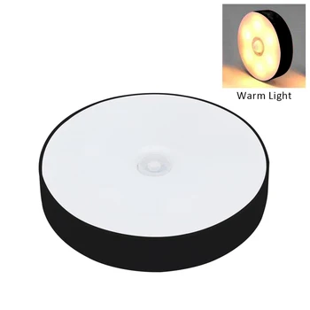 

Home Round LED Night Light Closet Battery Powered USB Rechargeable Magnetic Attraction Bedroom Hallway ABS Human Body Induction