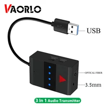 Vaorlo baixa latência transmissor óptico usb spdif tx modo música estéreo para headphoens tv alto-falante sem fio mini adaptador