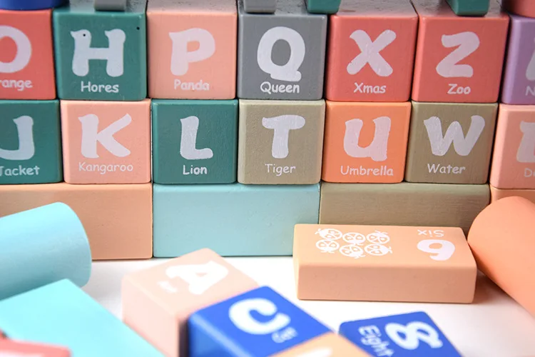 82 шт Макарон цвета буквы цифровые деревянные блоки, детские развивающие игрушки строительный блок, модели строительные игрушка, подарок