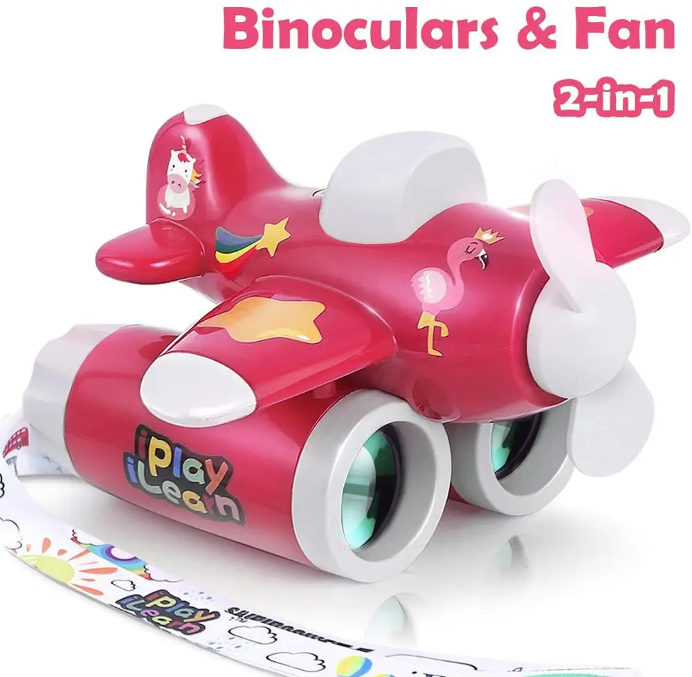 

iPlay, iLearn 2 in 1 Kids Binocular & Handheld Fan, Backyard Camping Games, Bird Watching,Gifts for 3 4 5 6 7 Year Old