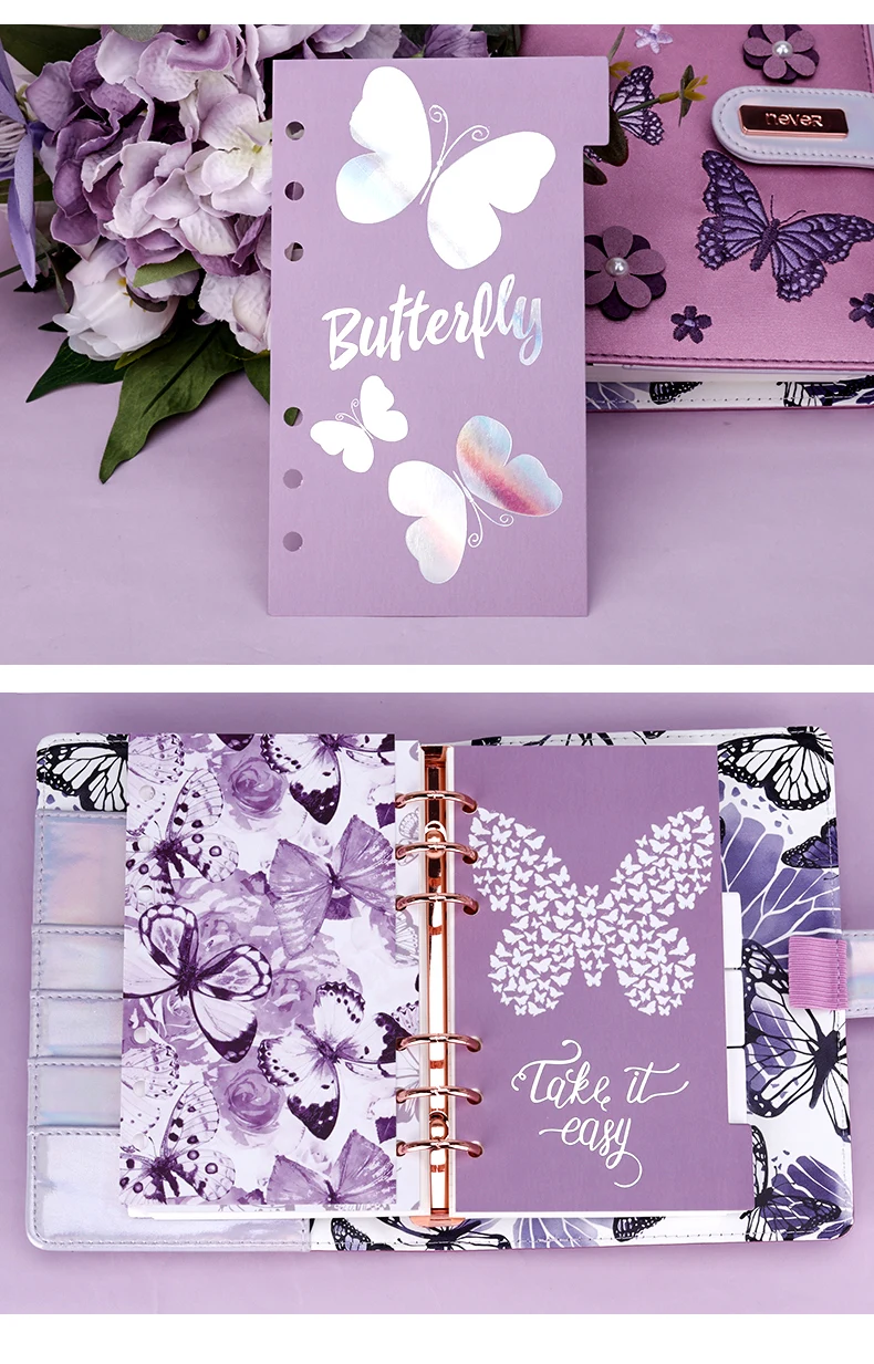 Nover Colorful Butterfly серия блокнот и журнал указатель страниц разделители для Filofax notebook s Милые Роскошные Лавандовые канцелярские принадлежности